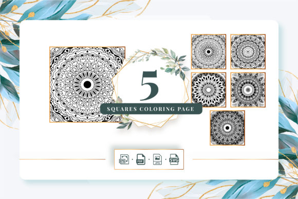 5 Squares Coloring Book Pack 12: Graphics & Coloring Pages Amp