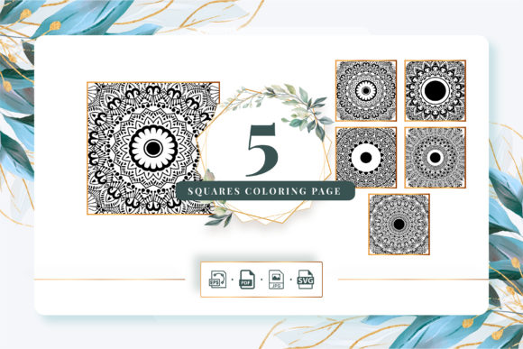 5 Squares Coloring Book Pack 18: Graphics & Coloring Pages Amp