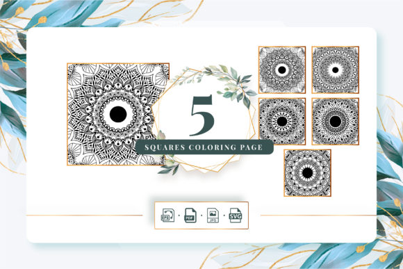 5 Squares Coloring Book Pack 19: Graphics & Coloring Pages Amp