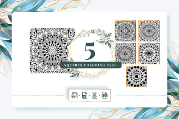 5 Squares Coloring Pages Pack 21: Graphics & Coloring Pages Amp