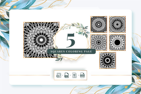 5 Squares Coloring Pages Pack 23: Graphics & Coloring Pages Amp