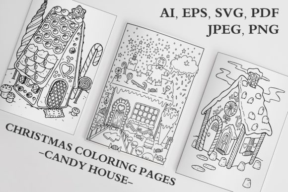 Christmas Candy House Coloring Pages: Graphics & Coloring Pages Amp