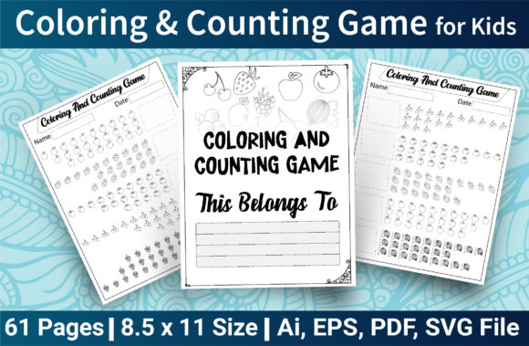 Coloring Counting Game for Kids: Graphics & Coloring Pages Amp