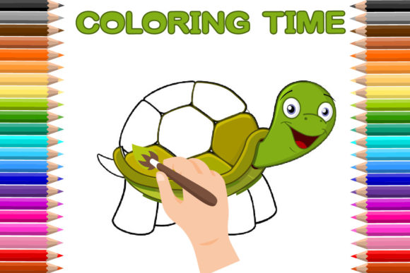 Cute Turtle Coloring Page: Graphics & Coloring Pages Amp