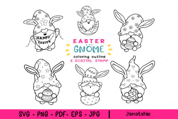 Easter Bunny Gnome Cut File SVG for Graphics & Crafts