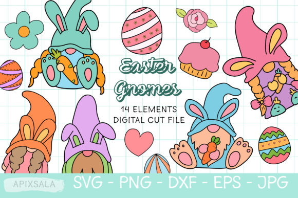 Easter Gnomes Digital Cut File for Crafts & Graphics