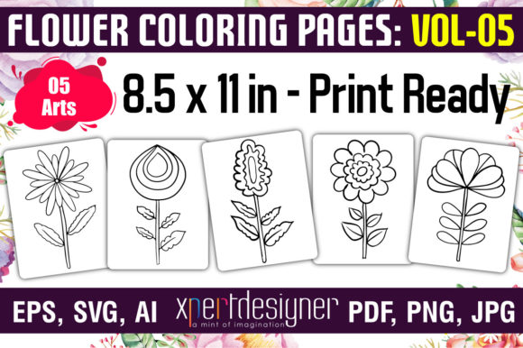 Easy Flower Coloring Pages Vol - 05