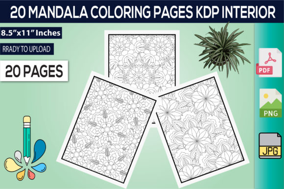 Flowers Mandala Coloring Book KDP Design: Graphics & Print Templates