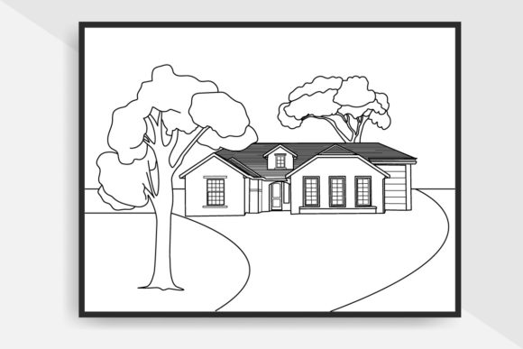Hand Drawn Home Line Art Coloring Pages