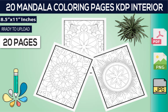 Mandala Flowers Coloring Page KDP Design: Graphics & Print Templates