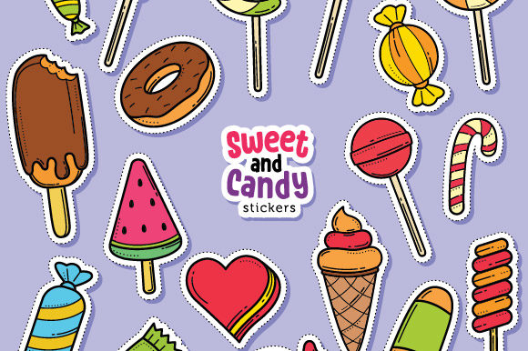 Sweet Candy Doodle Sticker: Graphics & Illustrations
