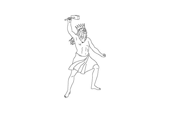Thor Coloring Page: A Mythical Pagan Crafts Asset