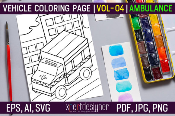 Vehicle Coloring Page 04 Ambulance: Graphics for Coloring Pages Amp