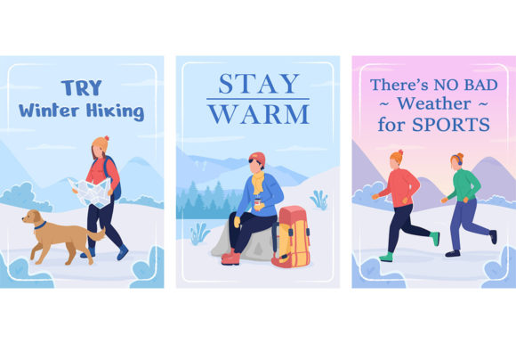 Winter Activity Poster Vector Templates: Graphics for Real Publishing